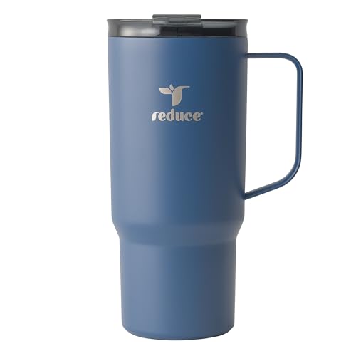 REDUCE 24 oz Hot1 Vacuum Insulated Mug for Hot Tea, Coffee and Other Hot Drinks - With Flo-Motion Lid and Handle, Single-Serve and Cupholder Friendly, Keeps Drinks Hot for up to 8 Hrs, Mineral Blue