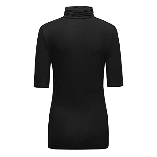 OThread & Co. Women's Half Sleeve Turtleneck T-Shirt Basic Stretch Layer Comfy High Neck Top4