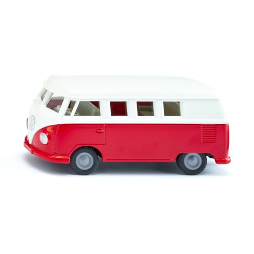 siku 2361, VW T1 Bus, Coche de juguete, 1:50, Metal/Plástico, Rojo/Blanco, Apertura de puertas, Enganche para remolque, Ruedas originales