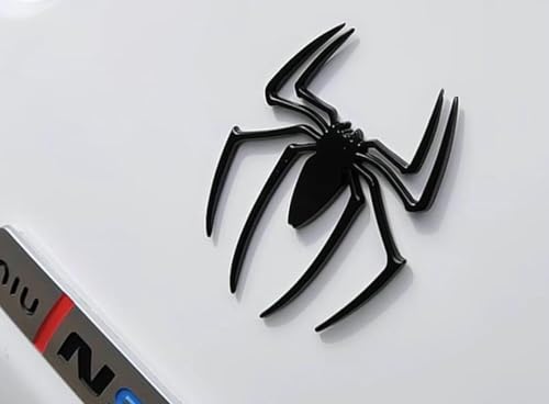 Image of JVCV 3D Metal Spider Sticker Chrome Logo Decal Emblem Badge for All Cars Bikes Laptops Headphones (Spider, Black)