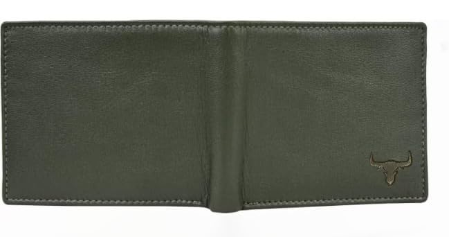 Image of WILD NAPA RFID Protected Brown Genuine Leather Wallets for Men (Green)