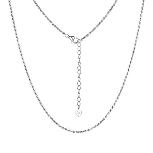 925 Sterling Silver Rope Chain with Lobster Clasp, 1.6mm Dainty Chain for Women Girls,Italian Silver Chain Necklace 18 Inch