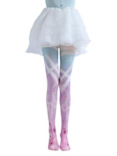 Image of Sahabowi Women's Sheer Tights, Digital Print Designs Stockings