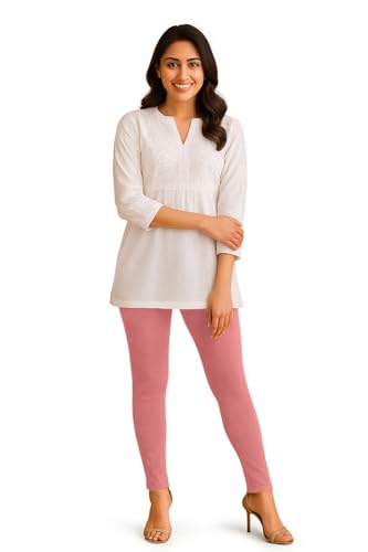 Image of Amazon Brand - Anarva Women's Super Cotton Combed Slim Fit Elastane Stretch Comfort Ankle Length Leggings with Ultrasoft Waistband