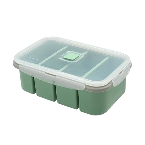 Moldes para congelador de sopa, 4 compartimentos de silicona a prueba de fugas de alimenticio, material resistente para el hogar, camping, picnic, viajes, perfecto para caldo, salsa, ensalada de