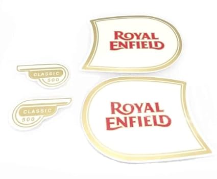 P.R Bags & Packaging Fuel Tank & Tool Box Sticker White and Golden Logo Tank_Pad for Classic 350cc, Classic 500cc Stylish And Trendy Stickers