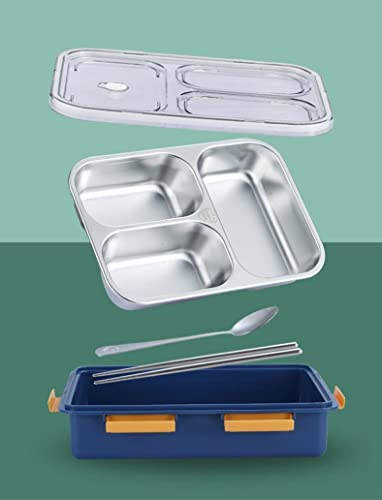 Image of 3 Compartment Leak Proof Insulated Stainless Steel BPA Free Insulated Lunch /Tiffin Boxes with Removable Inner Plate for Women Men Office, Kids School,Tiffin Box,Lunch Box (3 Compart Multicolor)
