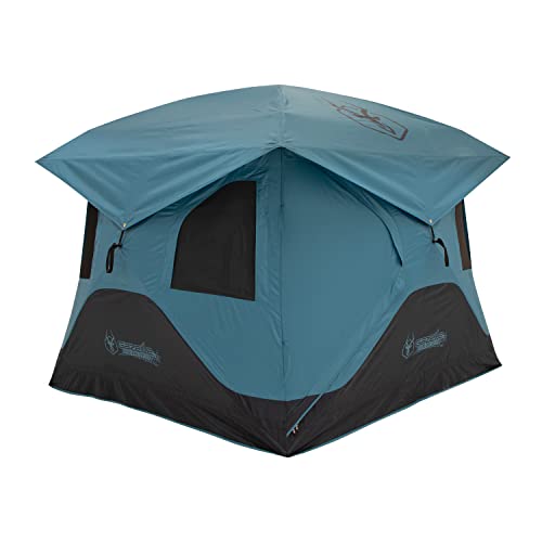 Gazelle Tents™ T3X Hub Tent Overland Edition, Easy 90 Second Set-Up, Waterproof, UV Resistant, Removable Floor, Footprint, 3-Person, Pacific Blue, 68' x 76' x 82', GT302PB
