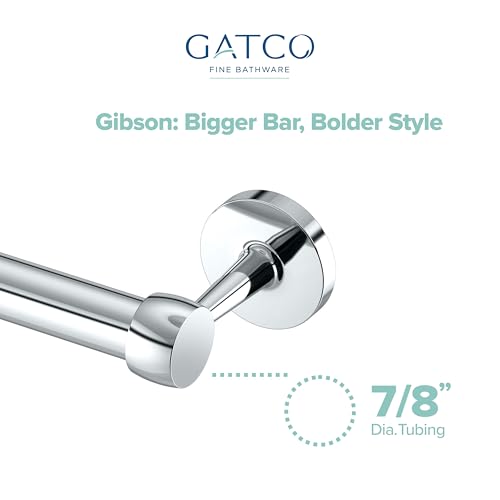Image of Gatco 5211 Gibson Towel Bar, Wall Mounted Bathroom Towel Holder Rack, Modern Chrome Bath Hardware for Towels & Washcloths