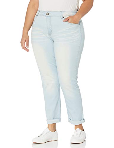 V.I.P. JEANS Women's Plus Size Skinny Stone Washed Dark Mid-Rise Denim Pants