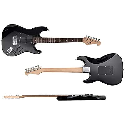 Monoprice Cali Classic Electric Guitar - Black 6 Strings, Double-Cutaway Solid Body, Right Handed, SSS Pickups, Full-Range Tone, With Gig Bag, Perfect for Beginners - Indio Series
