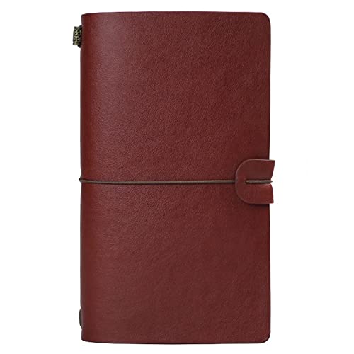 Acasimo Leder-Notizbuch, Reisetagebuch, Vintage-Tagebuch-Notizbuch, Journal Main, gut zum Schreiben, Geschenke für Jungen/Mädchen, A6-liniertes Papier, leeres Papier (Rot) Cover