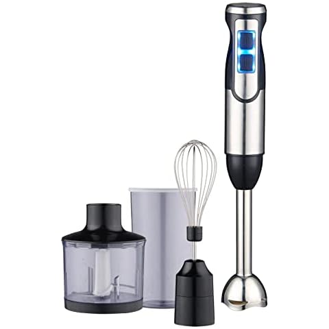 Laptronix 800W Hand Blender 3-in-1 Food 600ml Processor Chopper Mixer Bowl Egg Whisk 500ml Beaker Robust Titanium Coating Stainless Steel Blade Cover