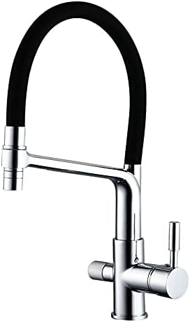 Grifos con rociador extraíble, Grifo de Cocina Monomando abatible 3 vías con pulverizador Doble función y Filtro Agua, Multicolor(Chrome)