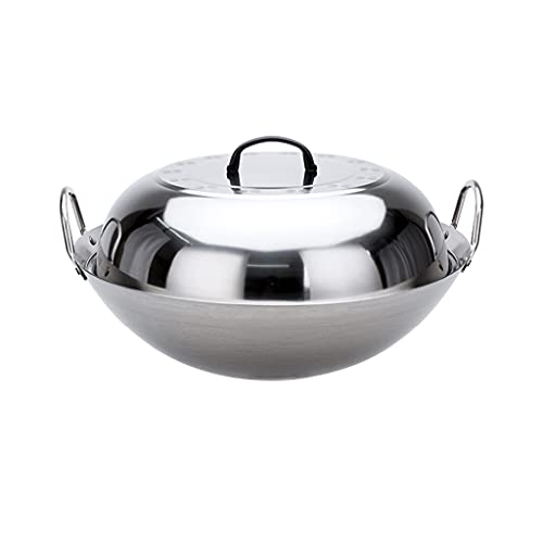 Wok de acero inoxidable con tapa y mango grueso 34-47cm miniatura 1