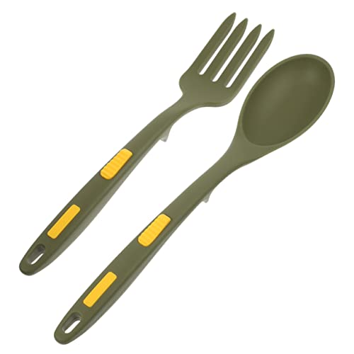 Unomor Silicone Pasta Spoon and Cooking Fork Set Nonstick Utensils for Mixing and Serving Ergonomic Handle Design Food-grade Silicone Spaghetti and Noodles Kitchen Tool Kit