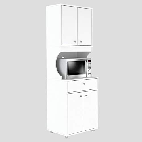 Inval Galley Kitchen/Microwave 1-Drawer/4-Door Storage Cabinet with Open Space White