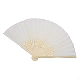 Ventilador tradicional ligero con soporte de madera de 23 varillas para eventos de verano, alquiler de disfraces o exposiciones del Heritage Center (blanco)