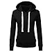 Produktbild Deelin Damen-Pullover, Herbst, Winter, Alltag, lässig, gestreift, Patchwork, Langarm, Kapuzenpullover, Kordelzug, Sweatshirt Gr. Large, Schwarz & 00117