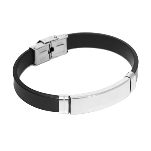 Image of Fashion Frill Silver Everyday Wear Bracelet For Men & Boys |Stainless Steel |Stylish|Leather| Wristband |Fancy| Bangle for Men Fashion| Bracelets Jewelry For Gift