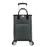 Carrito de Supermercado Carrito De Compras Plegable con Remolque Y Bolsa Oxford para Compras(Gray)