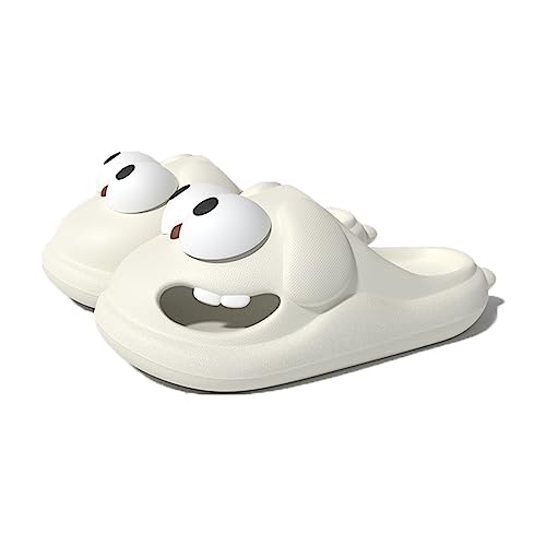 Zureto Big Eyes Dog Slippers for Women Kid, Non-Slip Quick Drying Soft Lightweight Shower Cloud Slides