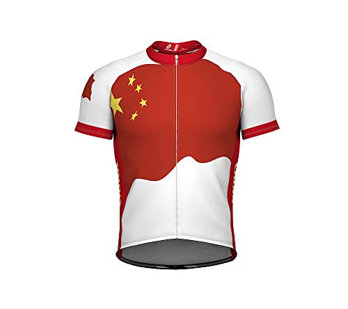 ScudoPro China Emblem Full Zipper Bike Short Sleeve Cycling Jersey for Men - Size M Multicolored
