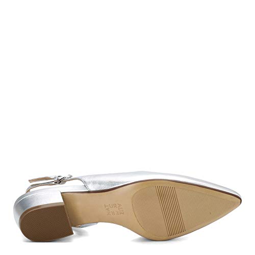 Naturalizer Womens Banks Slingback Low Heel Pointed Toe Pumps ,Silver Metallic Leather,8.5 #TOP6