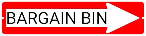 BARGAIN BIN Red Right Arrow 24 x 6 inch Aluminum Composite Sign