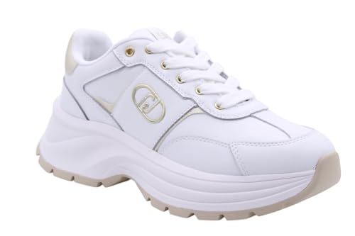 LIU.JO Zapatillas Chunky para Mujer, Suela Gruesa, Blanco y Dorado, Estilo Plataforma (Blanco, Sistema Tallas Calzado EU, Adulto, Números, Mediano, 37)