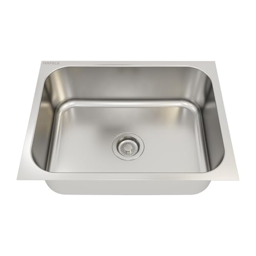 Image of Hafele Astral 2418 Stainless Steel Single Bowl Kitchen Sink | 24x18 Inches | 304 Grade Steel | Satin Finish | Compact & Durable Kitchen Sink