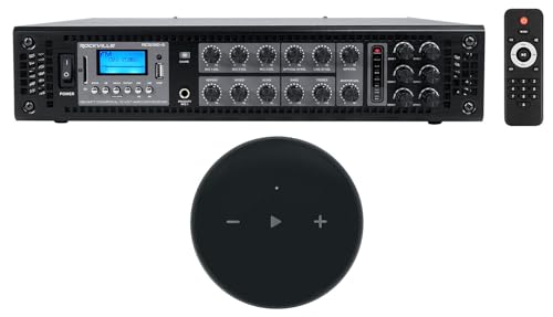 (1) Rockville RCS180-6 180 Watt 6 Zone 70v Commercial/Restaurant Amplifier/Bluetooth Bundle with (1) Rockville Mini WiFi Music Player Wireless Audio Streaming Multiroom Stereo Receiver (2 Items)