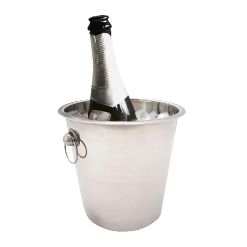 Stainless Steel Champagne Ice Bucket - Handles Cooler Drink Parties Punch Beer | Easy Carry Handle - Bar Ice Bucket for Ice Cubes, Beer & Champagne Bottles
