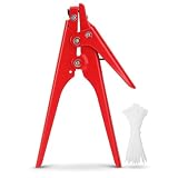 ZAWELIYO Adjustable Tension Nylon Cable Tie Fastening Tool Portable, for Cable Tie Cutting, Power Work, National Grid Construction (Red)