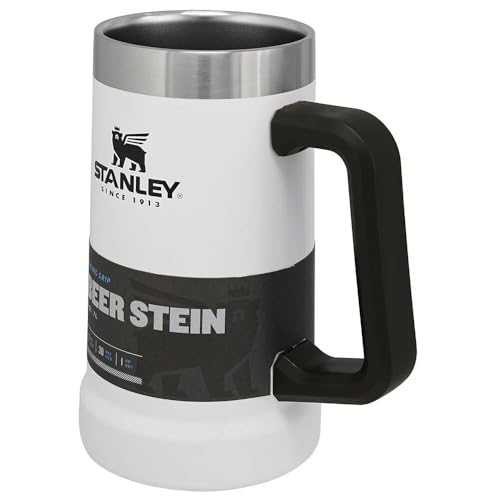 STANLEY Adventure Vacuum Stein 0.7L - Termo Mantiene Fría 7 Horas - Jarra Cerveza Acero Inoxidable - Vaso Termico Vintage - Apta Para Lavavajillas - Polar White