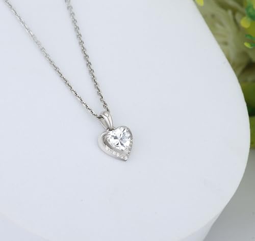 Image of SILVERTOWN 925 Silver Celestial Grace Heart Pendant Necklace | Hallmarked | White Rhodium Plated | Gift For Women and Girls