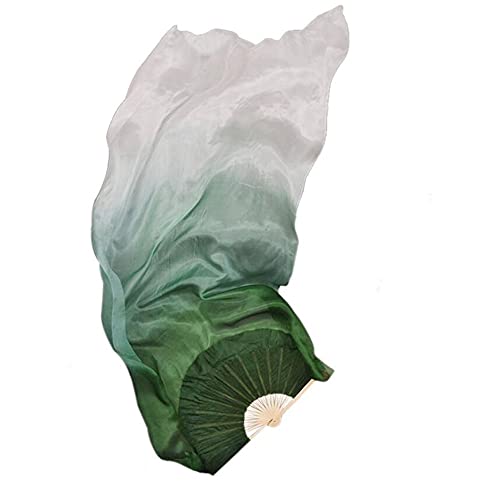 PAYNAN 1 paire d'éventails de danse orientale en soie vert foncé blanc 180 cm Cover
