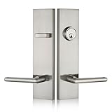 SNBTLA Satin-Nickel Front Door Handle - Modern Entry Door Lock Set with Deadbolt,Exterior Door Lever 3 Keys for Left & Right Hand Door