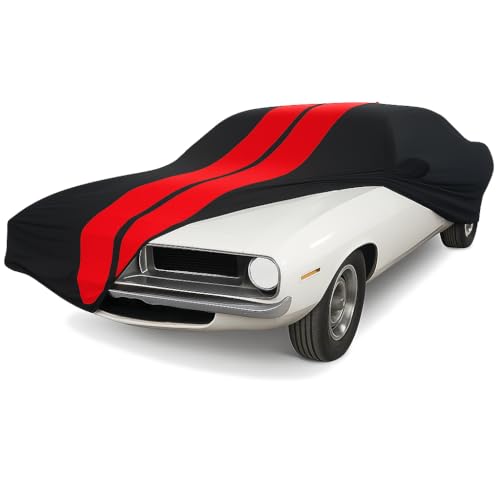 SR1 USA 1970-1974 Dodge Challenger/Plymouth Barracuda Indoor Car Cover - Ultraguard Stretch Satin - The Ultimate Custom Fit (Black/Red) by SR1 Performance - Used condition - US$197.70