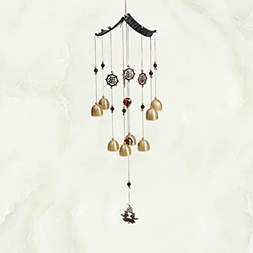 VOSAREA Sinos de vento Feng Shui de boa sorte, sinos de cobre, vintage, pendurados, sinos de vento,