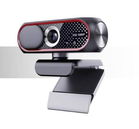 Image of 1080P HD Webcam with Microphone, Noise Cancellation, Privacy Cover, Wide-Angle Lens, Auto Light Correction, Plug & Play USB Webcam for Laptop, Desktop, PC, Mac, Zoom, Skype, Streaming (Red)