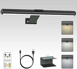 Wireless Picture Light Rechargeable, 2 in 1 Painting Light with Remote, 300LM Art Battery Display Lamp Dimmer Timer, 3 Modes Magnetic Wall Light for Artworks Dartboard(Black)