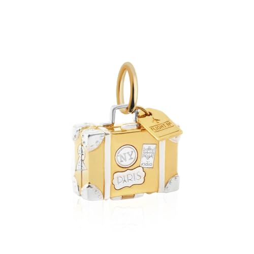 Two-tone Vintage Suitcase Travel Charm with Stickers