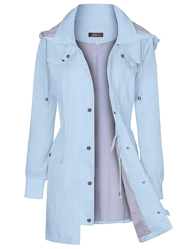 Bloggerlove Raincoat for Women Rain Jacket Waterproof Rain Coat Detachable Hood Trench Coats Lined...