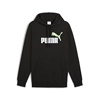 PUMA Men's Essential 2 Colour No. 1 Logo Hoodie Fleece, Black/Spring Fern, M