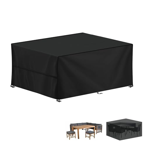 LAMUNI Housse Salon de Jardin 170x110x75cm Housse de Protection pour Meubles de Jardin, 420D Oxford Tissu Housses Table de Jardin Imperméable Bache Salon de...
