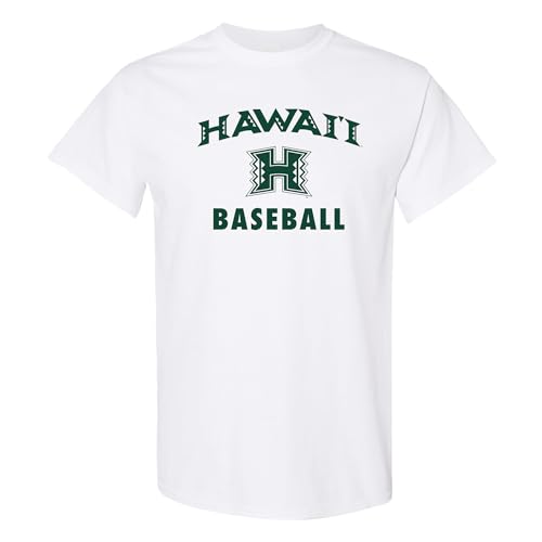 UGP Campus Apparel AS1095 - Hawaii Rainbow Warriors Arch Logo Baseball T Shirt - Large - White
