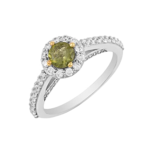 Bague en plaqué or jaune zircone cubique 5 mm et 2 mm facettes