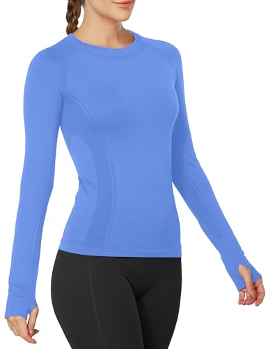 Image of MathCat Workout Shirts for Women Long Sleeve, Workout Tops for Women, Quick Dry Gym Athletic Tops,Seamless Yoga Shirts XS-XL