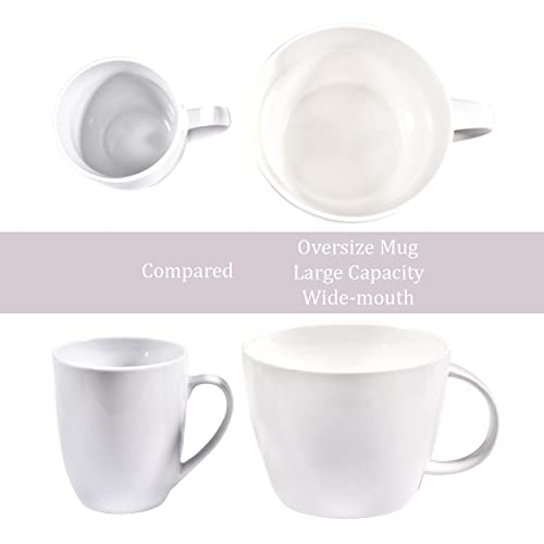 Large 30 Ounces (900Ml) Wide Ceramic Coffee Mug, Breakfast Cup, Noodle And Soup Bowl With Handle, Microwave-Dishwasher Safe Mugs For Milk, Tea, Fruit, Latte Coffee, Cereal, Ice Cream, White #TOP2